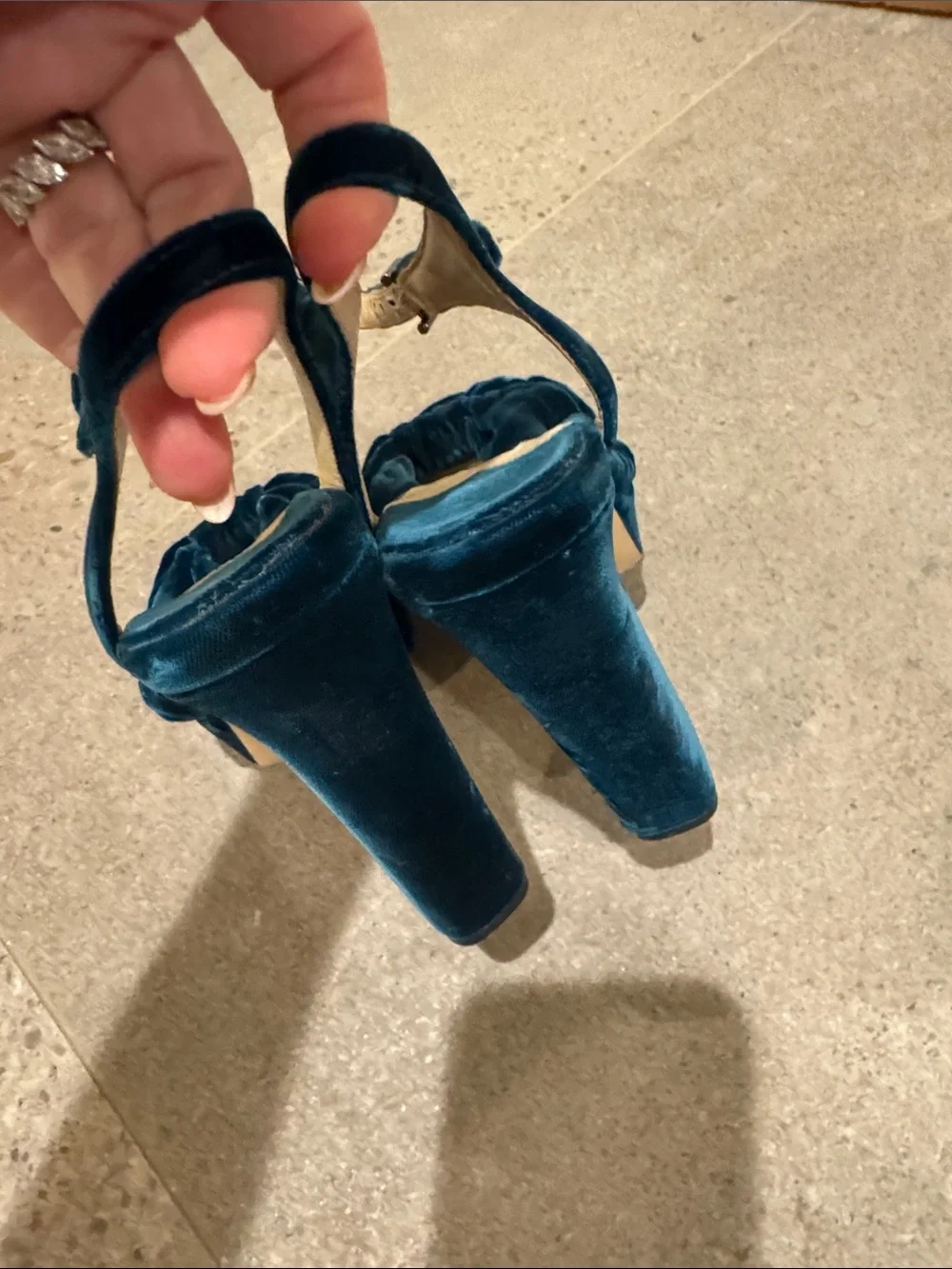 Jimmy Choo Teal Velvet Knot Platform Sandals